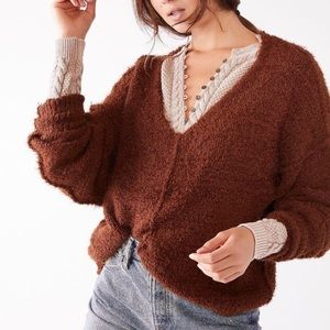 Free People Brown Icing V-Neck Sweater size xs , NWT